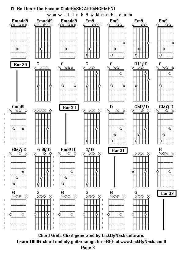 Chord Grids Chart of chord melody fingerstyle guitar song-I'll Be There-The Escape Club-BASIC ARRANGEMENT,generated by LickByNeck software.